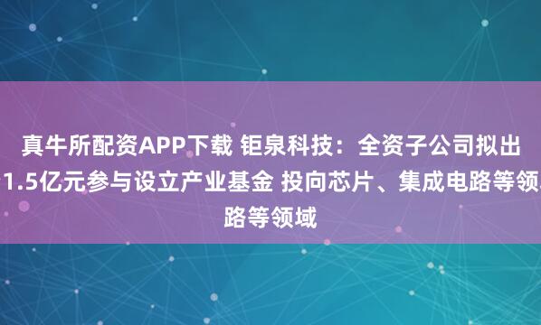 真牛所配资APP下载 钜泉科技：全资子公司拟出资1.5亿元参与设立产业基金 投向芯片、集成电路等领域